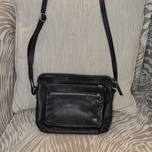 Wise Owl Black Leather Crossbody Bag